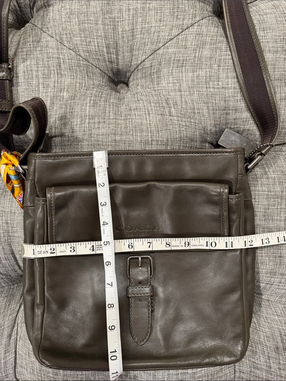 Coach Bag Messenger Dark Olive Green Leather Crossbody Bag
